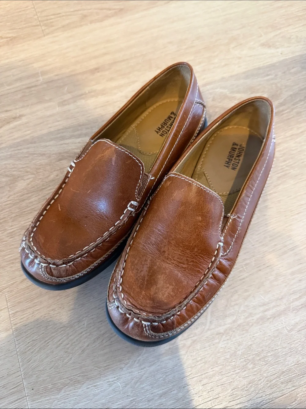 Johnston & Murphy Cognac Leather Slip-On Loafers